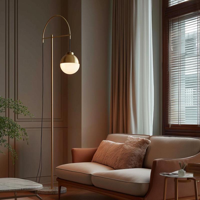 Decor Abies messing gouden vloerlamp met zwart marmeren voet 7573