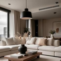 Decor Margus mat zwarte metalen hanglamp met houten toevoeging 2911