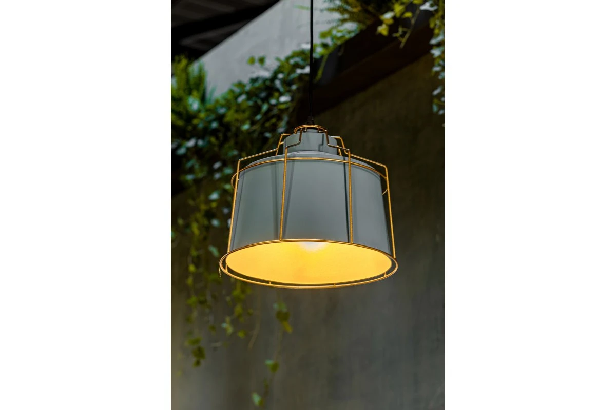 Decor Goa grijze hanglamp met decoratief gouden frame 3550