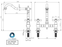 AquaTrimo Windsor 2 gats  klassieke keuken nostalgische brug keukenkraan met haakse uitloop chroom 21WS7653CM