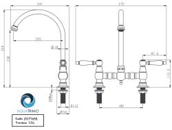 AquaTrimo Country 2 gats  klassieke keuken nostalgische brug keukenkraan met ronde uitloop chroom 21CT7655CM