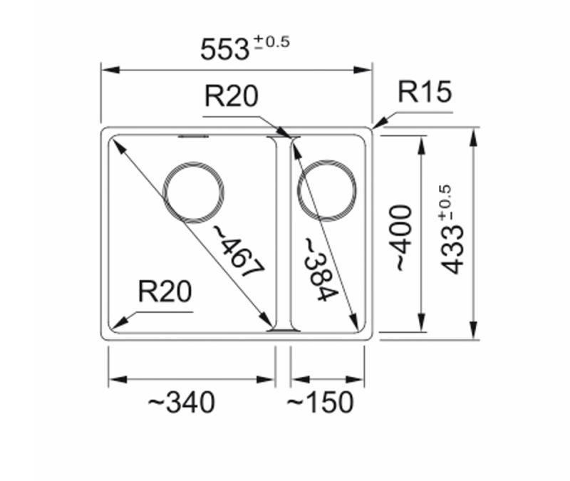 Franke Maris MRG 260-34-15 Fragranite Matt black spoelbak Bak Links vlakinbouw