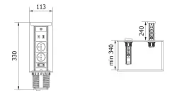 Indux Lift verzinkbare randaarde wit keuken stopcontact in werkblad met verlichting, 2 x USB en draadloos opladen 1208957838