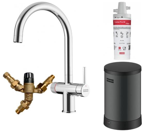 Franke Maris water hub 4L boiler 3-1 met Twist mechanische kokend water kraan chroom met waterhub bypass 1208957941