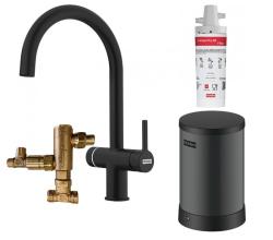 Franke Maris water hub 4L boiler 3-1 met Touch electronische kokend water kraan mat zwart met waterhub mengset 1208957949