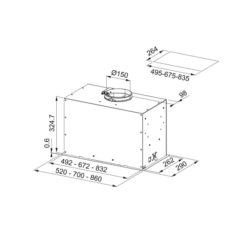 Franke Mythos Box Flush Premium inbouw RVS afzuigkap 86cm 305.0665.370
