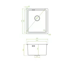 Aquadesign R25 steel opbouw, onderbouw en vlakinbouw spoelbak rvs 34x40cm 1208958201