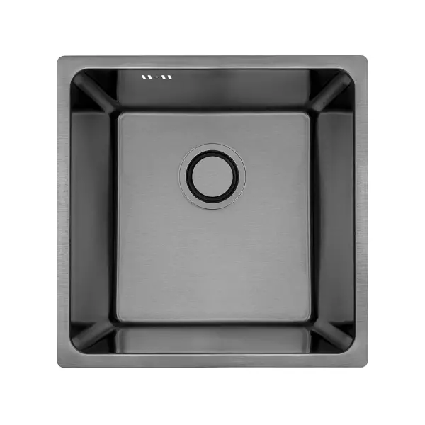 Aquadesign R25 steel opbouw, onderbouw en vlakinbouw spoelbak gun metal 40x40cm 1208958207