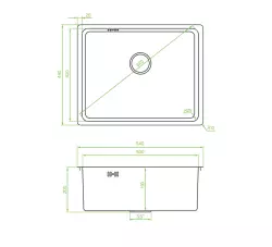 Aquadesign R25 steel opbouw, onderbouw en vlakinbouw spoelbak gun metal 50x40cm 1208958209