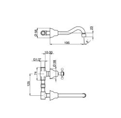 Huber Victorian 3 gats wastafelkraan RVS VT0035102A