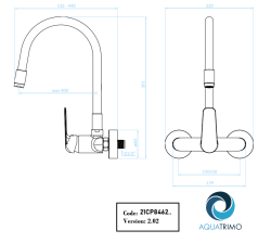 Aquatrimo Chopin muurkraan met hoge flexibele uitloop mat zwart 21CP8462SW