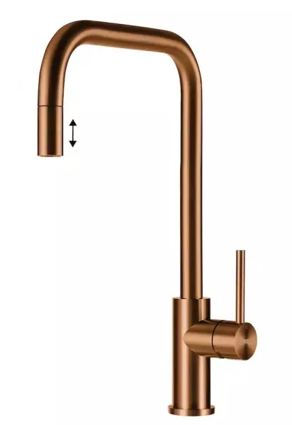 Lorreine Royal Spey Copper PVD koperen RVS keukenkraan met uittrekbare uitloop SPEY-COPPER