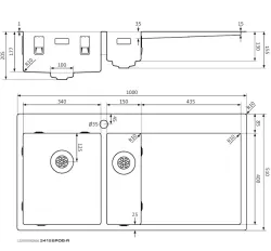 Lorreine SP serie RVS spoelbak 100x51 cm met kraangat bank 3415SPDB-R