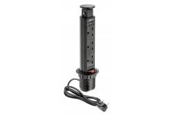 Desktop mortise extension cable 60mm, 3x UK socket (black) ENGLISH VERSION 1208958626
