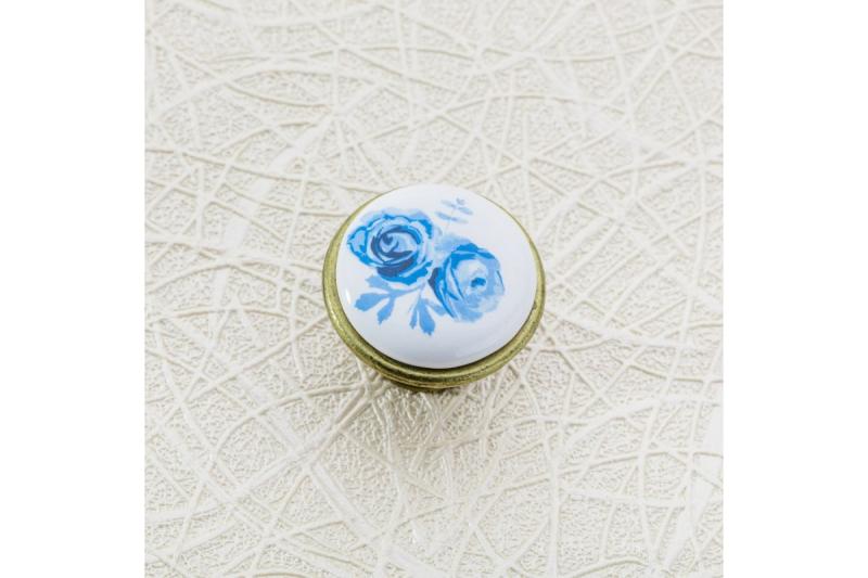 Porcelain knob 0728-J4 A-Blue Rose antyque silver 1208959150