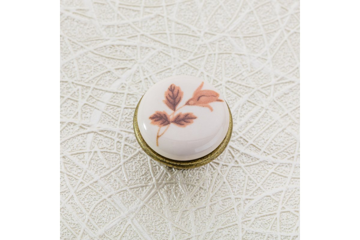 Porcelain knob J4 antique brass B-autumn rose 1208959151 - Productafbeelding 2