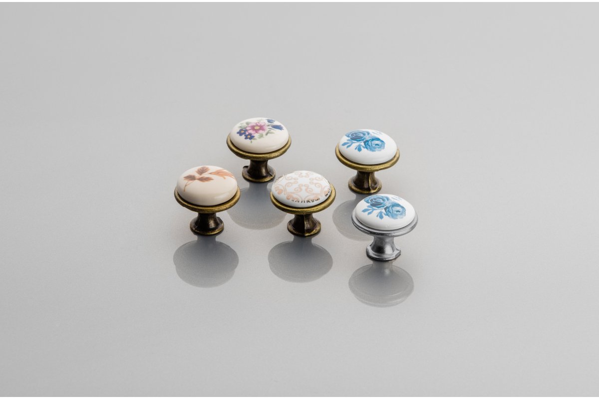 Porcelain knob J4 antique brass B-autumn rose 1208959151 - Productafbeelding 5