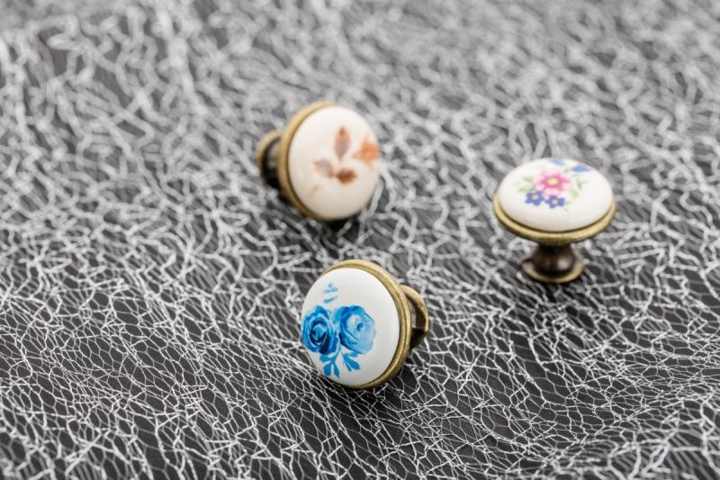 Porcelain knob J4 antique brass B-autumn rose 1208959151