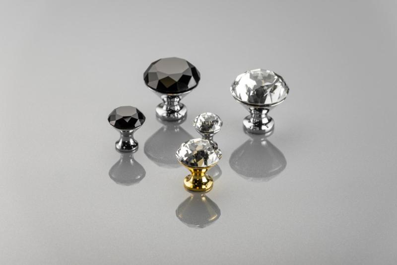 Zamak knob Crystal Palace B 30mm chrome + BLACK CRYSTAL 1208959274