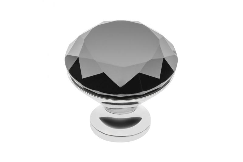 Zamak knob Crystal Palace B 40mm chrome + BLACK CRYSTAL 1208959276