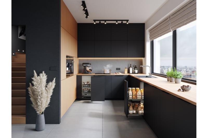 Side cargo basket MovixPro, 2 shelves, for 150mm cabinet, without slides, anthracite RAL 7024 1208962394