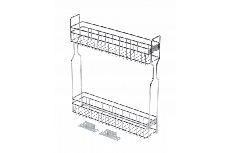Movix side cargo basket, 2 shelves, for cabinet 150mm, without guides, chrome-plated 1208962395