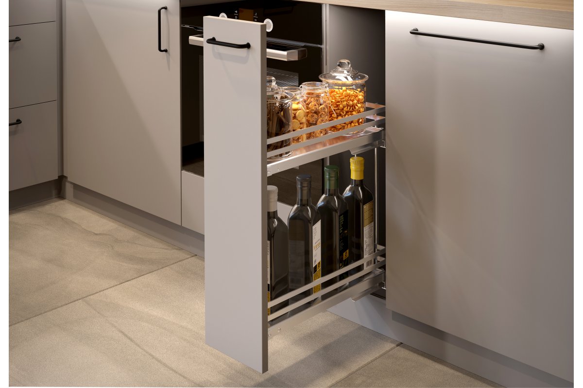 Side cargo basket MovixPro, 2 shelves, for 200mm cabinet, without slides, chrome 1208962396 - Productafbeelding 2
