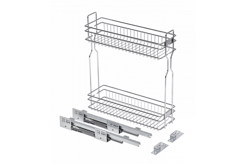 Movix side cargo basket, 2 shelves, for cabinet 200mm, without guides, chrome-plated 1208962399