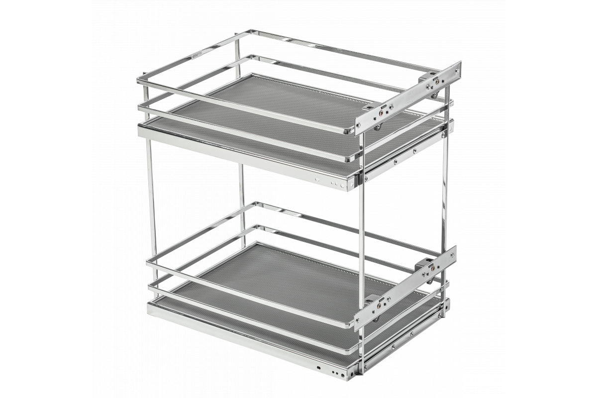 MovixPro side cargo basket, 2 shelves, for cabinet 300 mm, without guides, chrome-plated, white mat 1208962402 - Productafbeelding
