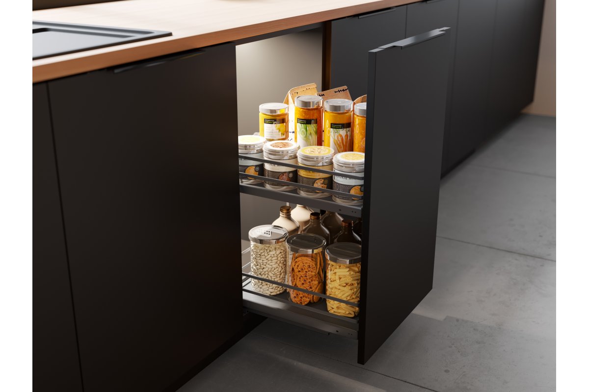 MovixPro side cargo basket, 2 shelves, for cabinet 300 mm, without guides, chrome-plated, white mat 1208962402 - Productafbeelding 2