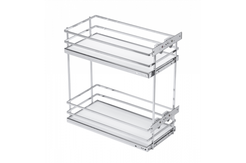 MovixPro side cargo basket, 2 shelves, for cabinet 400 mm, without guides, chrome, mat white 1208962405