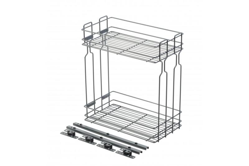 Side cargo basket, tandem type slide mounting, 2 shelves, cabinet 300 mm, without guides, anthracite 1208962420