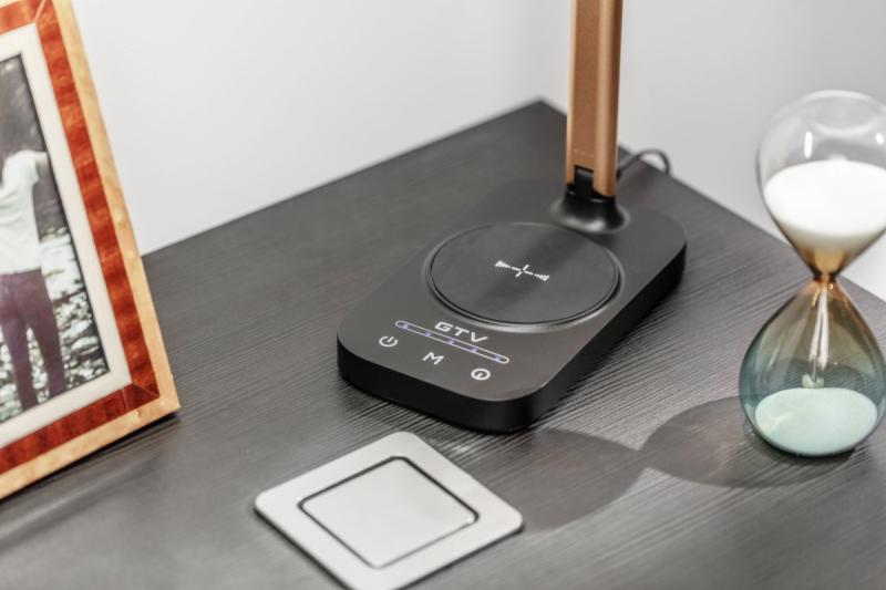 Decor Bureau lamp Bressi 8W 450lm AC220-240V 3-CCT Draadloos Opladen USB PF>0 5 RA>80 Zwart / Goud 1208962479