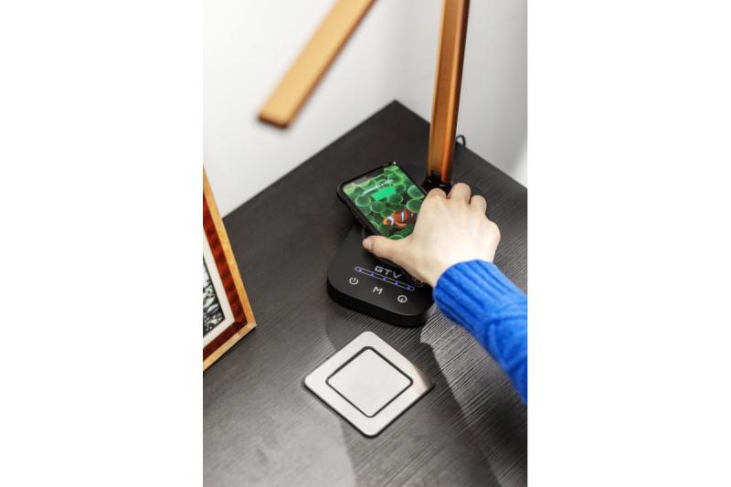 Decor Bureau lamp Bressi 8W 450lm AC220-240V 3-CCT Draadloos Opladen USB PF>0 5 RA>80 Zwart / Goud 1208962479