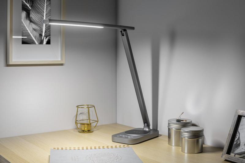 Decor Bureau lamp Bressi 8W 450lm AC220-240V 3-CCT Draadloos Opladen USB PF>0 5 RA>80 Grijs 1208962480