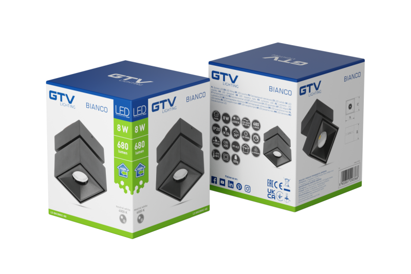 Decor LED armatuur BIANCO 8W 680lm AC220-240V 50/60 Hz PF>0 9 Ra≥80 IP20 IK06 36° 4000K vierkant zwart. 1208962670