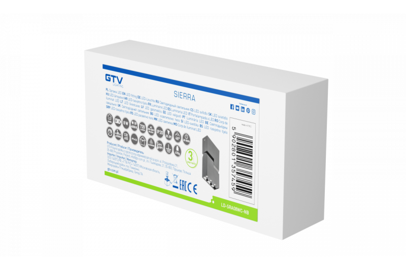 Decor LED armatuur SIERRA 8W 720lm AC220-240V 50/60 Hz PF>0 5 Ra≥80 IP20 IK08 4000K 48° zwart. 1208963166