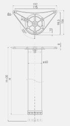 Tafelpoot rond zilver 71cm hoog verstelbaar 3cm met poot diameter 6cm 1208963585