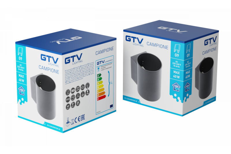 Decor Wandarmatuur CAMPIONE aluminium G9 IP20 max. 40W IP20 rond zwart. 1208963851