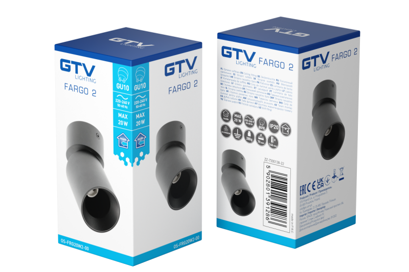 Decor Plafondarmatuur FARGO 2 aluminium 70x166mm IP20 max 20W rond zwart. 1208963880