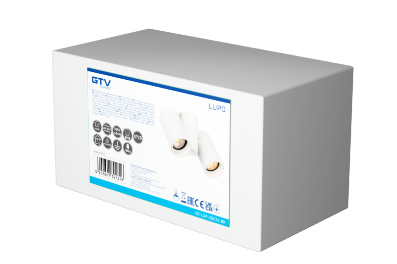 Decor Plafondarmatuur LUPO aluminium 17.5x5.6x11.5 IP20 2*GU10 max. 50W rond wit. 1208963925