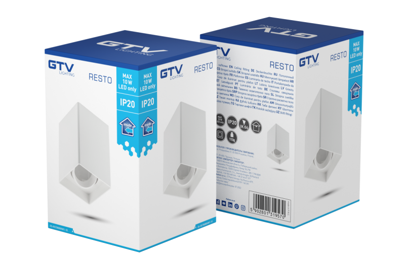 Decor Plafondlamp armatuur RESTO PC 80x80x125mm IP20 max 20W vierkant wit. 1208963988