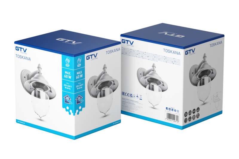 Decor Tuinverlichting TOSKANA-AD E27 MAX.60W IP54 AC220-240V 50-60Hz eenvoudige wandlamp grijs. 1208964027