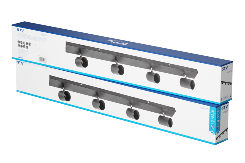 Decor Plafondarmatuur VENETO IP20 max. 20W 4 x GU10 rond zwart. 1208964042