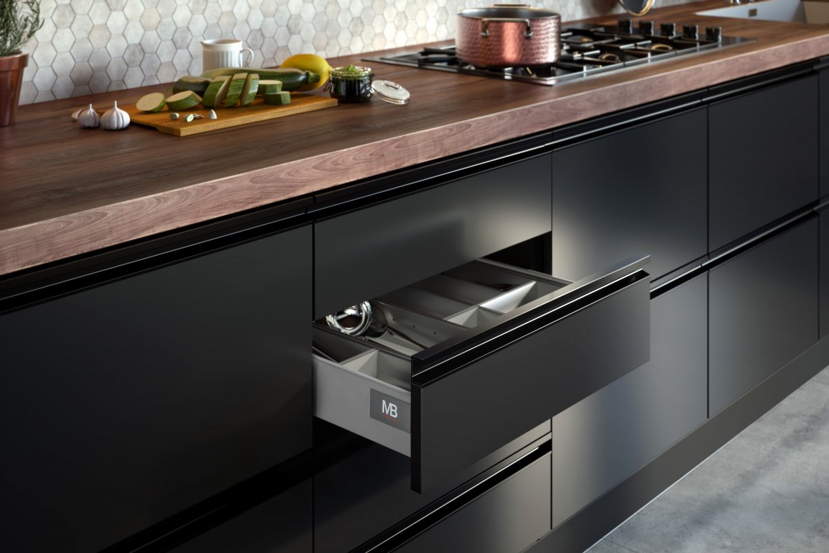Continuous aluminium handle profile C l=3500mm black mat 1208964055 - Productafbeelding 2