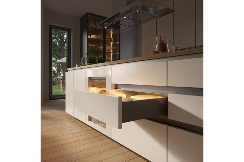 Aluminum profile, handleless system VELLO with LED function, L, black, length 3 m 1208964220