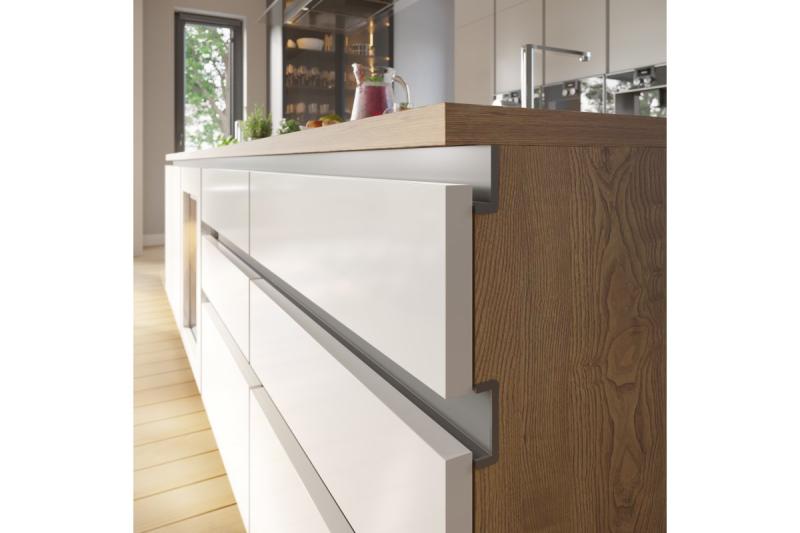 Aluminum profile, handleless system VELLO with LED function, L, white, length 4.10 m 1208964223