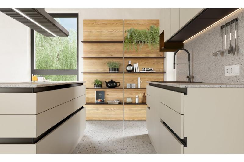 GTV VELLO profile, handleless system, retain, L=3000 mm, 16 mm, Al, black 1208964236