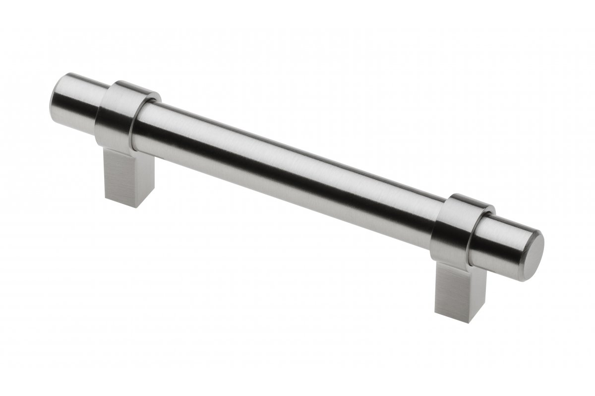 Steel handle TRIEST C=96mm brushed steel - zamak feet 1208965374 - Productafbeelding