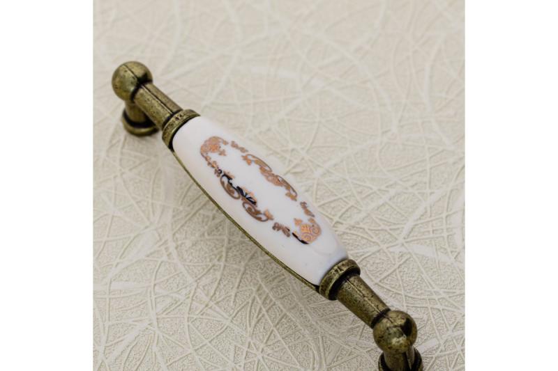 Porcelain handle 728B C=96mm antique brass X-gold ornament 1208965697
